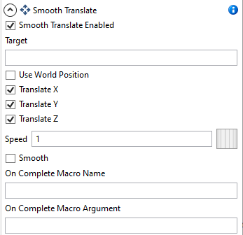 image showing the properties available for the Smooth Translate entity