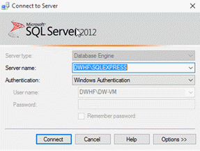 Connecting to Microsoft SQL Server 2012.