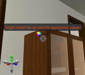 Image showing an Appearance being dragged onto a target model with an override applied