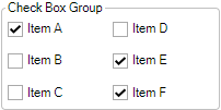 Image showing an example of the Check Box Group on a user form