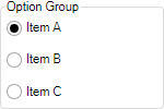 Image showing an example of the Option Group on a user form