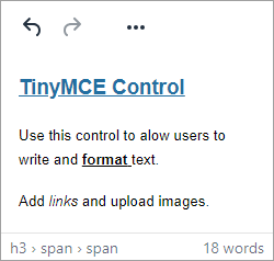 Image showing an example of the TinyMCE Control on a user form