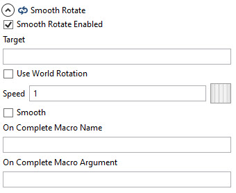 image showing the properties available for the Smooth Rotate entity