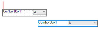 Image showing left padding between caption and control bounds on the Combo Box control.
