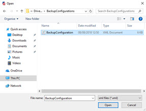 This Image shows selecting the Configuration File to use