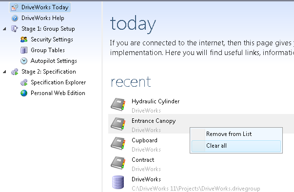  Clear Recent List DriveWorks Documentation 